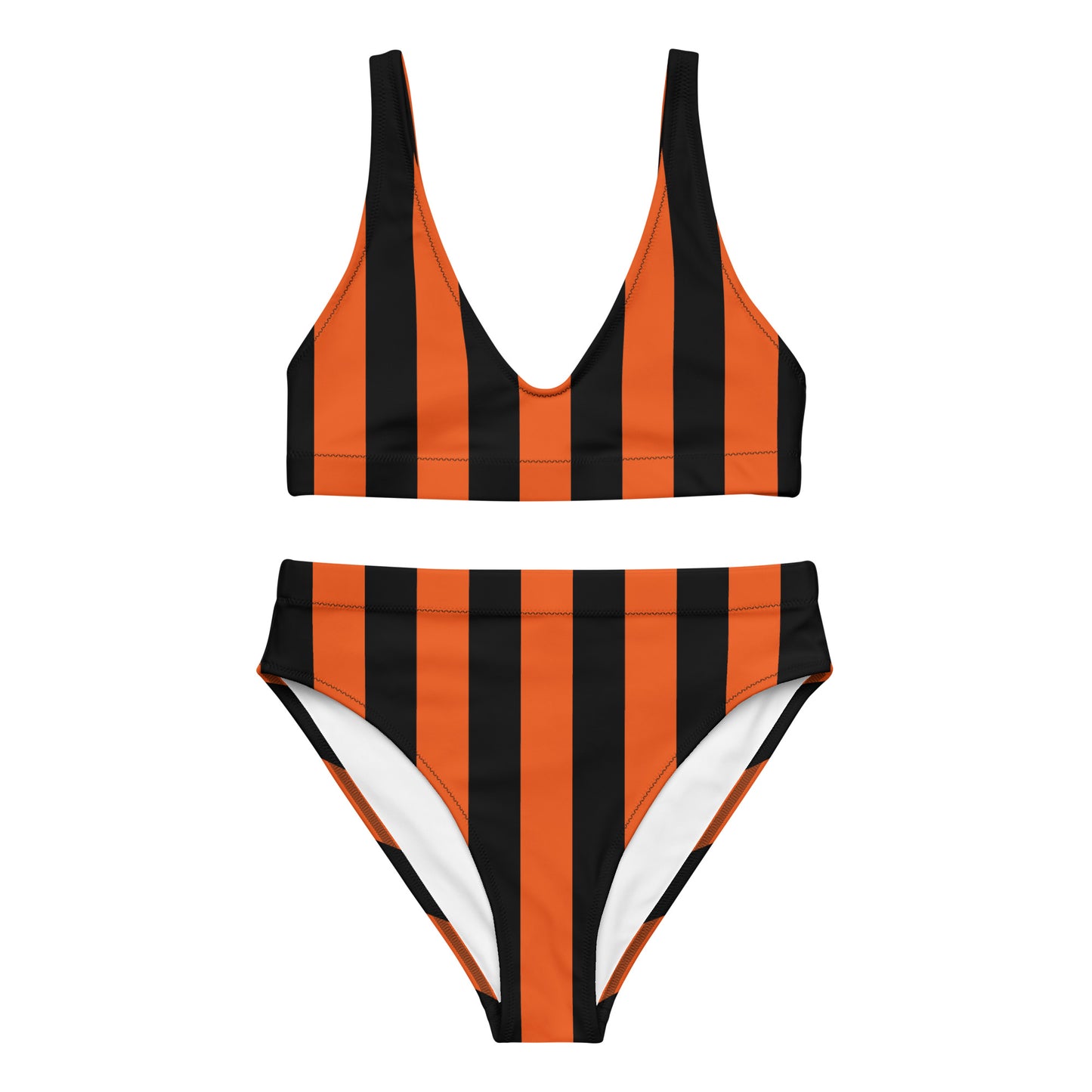 Recycled high-waisted bikini - Stripes - wallflowerdogmom