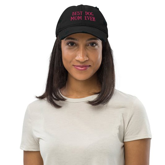 Best Dog Mom Ever Distressed Hat - Ghostly Tails