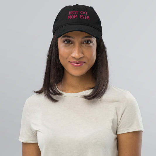 Best Cat Mom Ever Distressed Dad Hat - Ghostly Tails