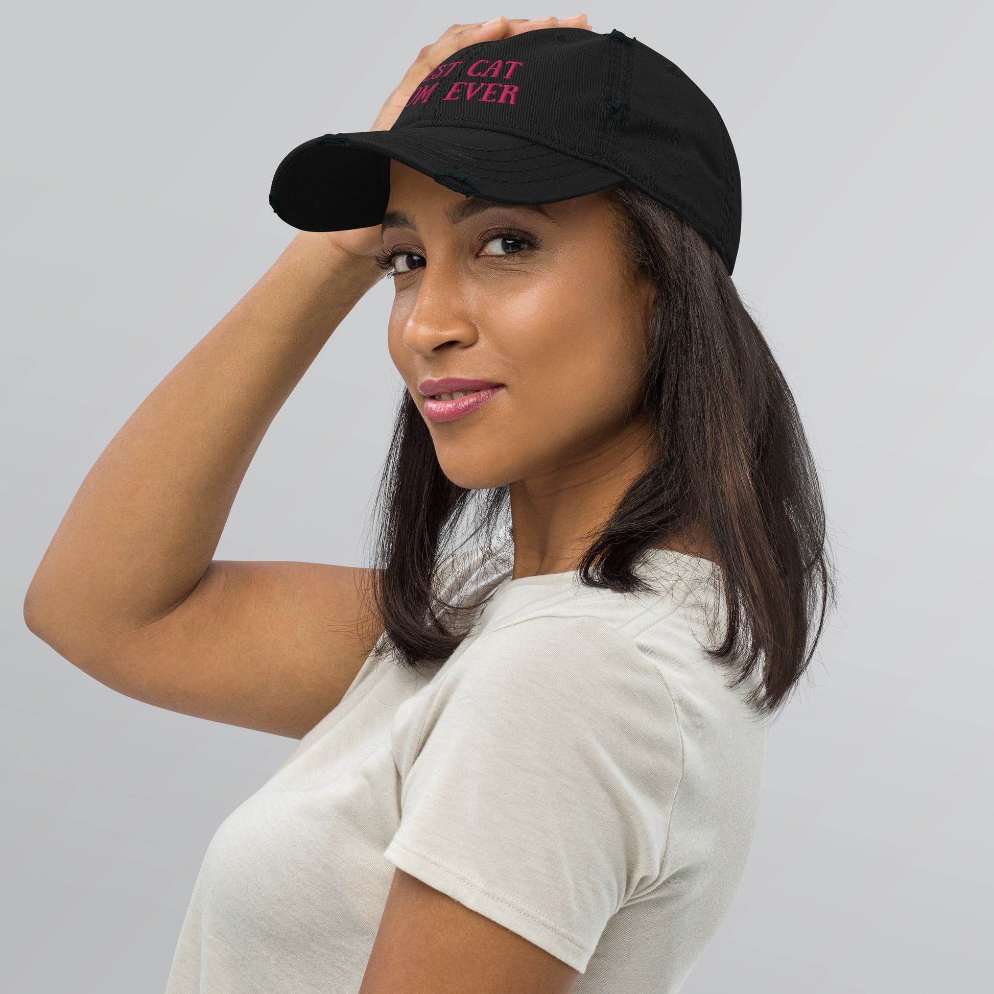 Best Cat Mom Ever Distressed Dad Hat - Ghostly Tails