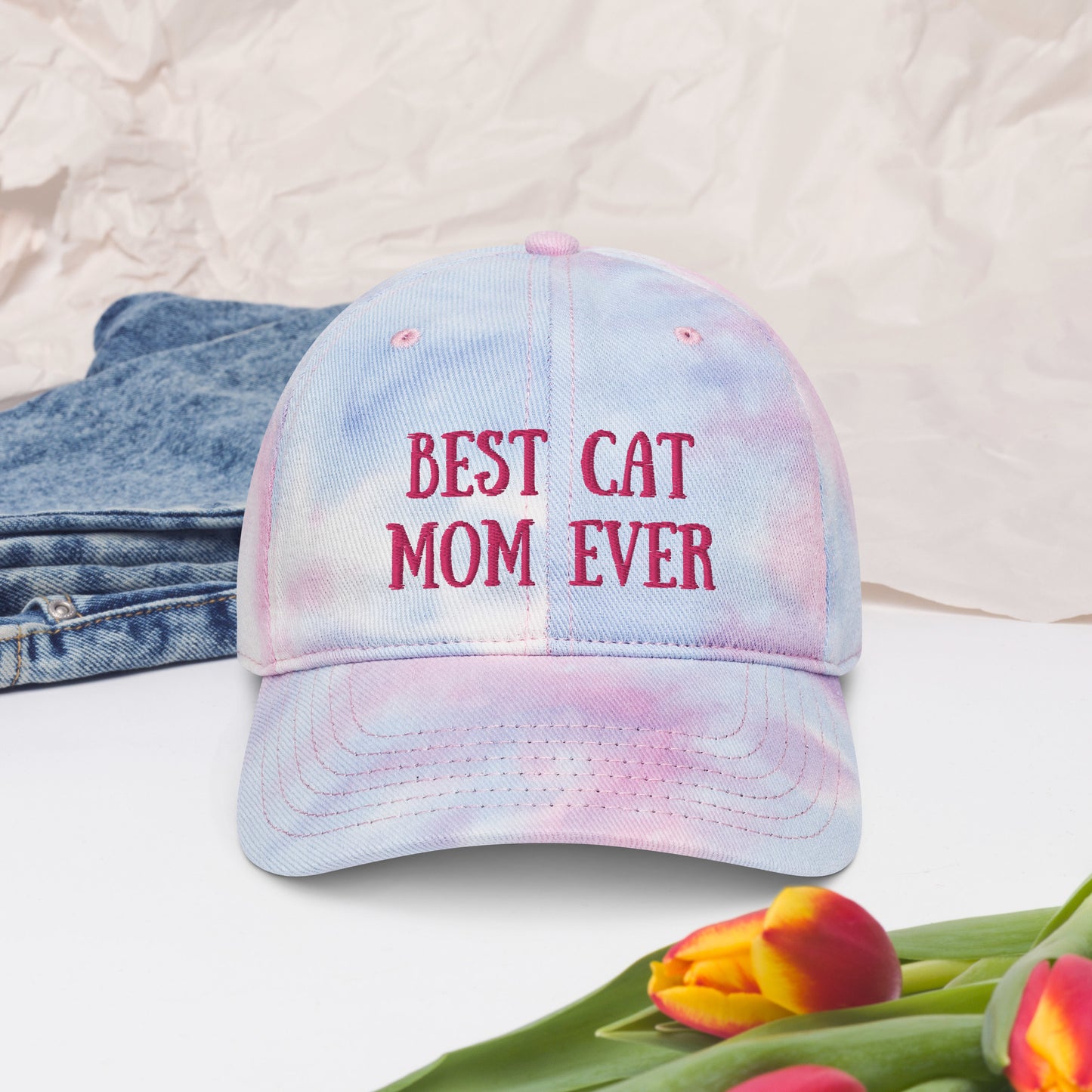 Best Cat Mom Tie dye hat - Ghostly Tails