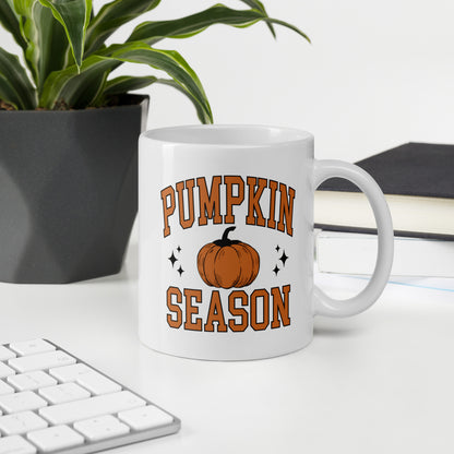 Pumpkin Season White glossy mug