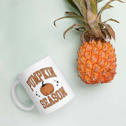 Pumpkin Season White glossy mug