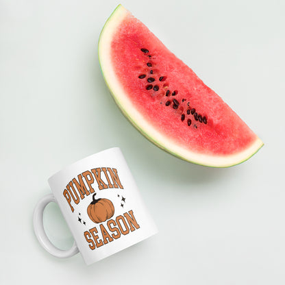 Pumpkin Season White glossy mug