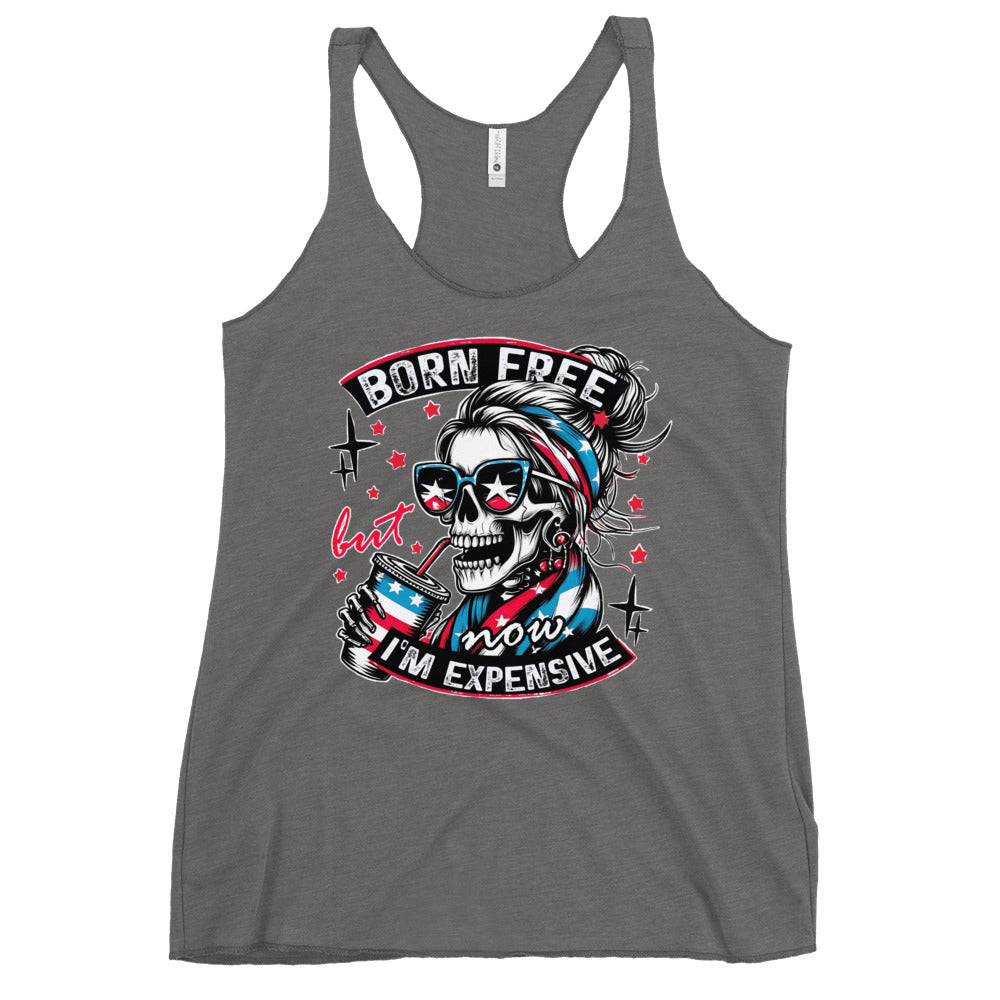 Born Free but Expensive Women's Racerback Tank - Ghostly Tails